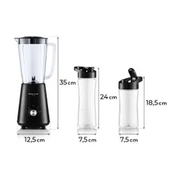 Blender kielichowy MOZANO M01 Czarny (Sportowy) + 2 bidony w komplecie