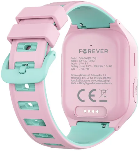 Smartwatch FOREVER Kids Boost KW-530 AI GPS WiFi 4G Różowo-zielony