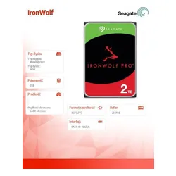 Dysk Seagate Dysk IronWolf 2TB 3,5 256MB ST2000VN003