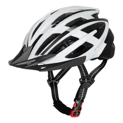 Kask rowerowy WOZINSKY HT-28VCB Czarno-biały MTB z lampką (rozmiar M)