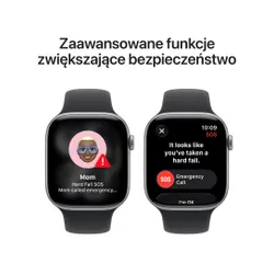 Apple Watch 11 GPS + Cellular 42mm koperta z aluminium (gwiezdna szarość) + pasek sportowy rozmiar S/M (czarny)