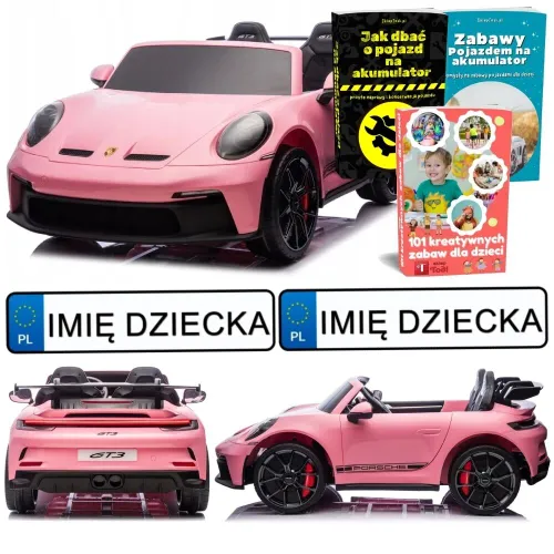 Samochód Na Akumulator Dla 2 Dzieci Porsche 911 Gt3 24V Eva LED 2 Silniki