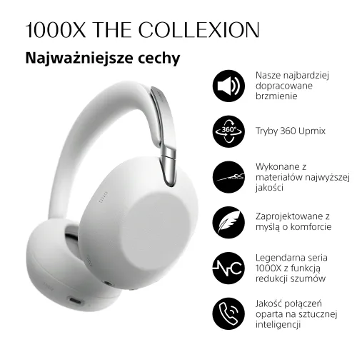 Słuchawki bezprzewodowe Sony 1000X THE COLLEXION z ANC Edycja na 10-lecie WH-1000XX Platynowo-biały