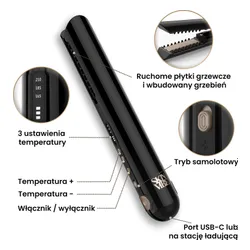 Prostownica SKINVIBE Luna Miniwireless SV-003BK Czarny 210 stopni
