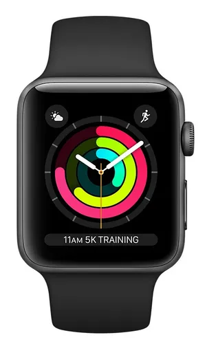 APPLE Watch 3 GPS 38mm koperta z aluminium (gwiezdna szarość) + pasek sportowy (czarny)