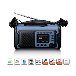 Radioodbiornik Lenco PDR-255BU Ładowanie solarne Na korbkę Latarka Powerbank Radio DAB+ Niebieski