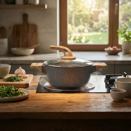 Garnek granitowy typu stone z pokrywką Konighoffer Fegato 2,2 l