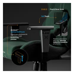 Fotel Diablo Chairs X.One Prime Normal Size Forest Green Gamingowy Do 140kg Tkanina Zielony