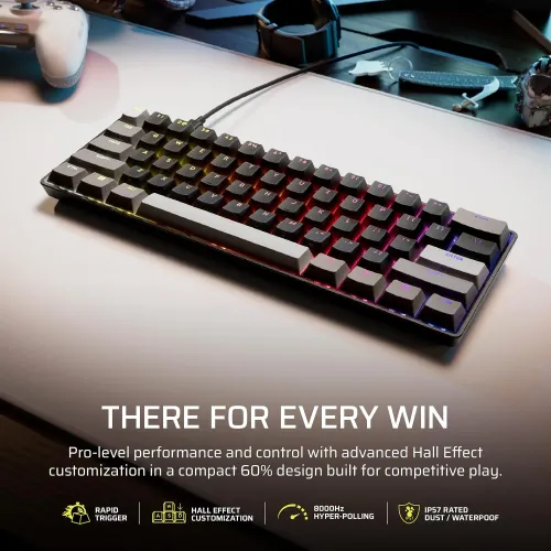 Klawiatura magnetyczna Corsair CLIPPER PRO MINI 60 z przełącznikami z efektem Halla Czarny