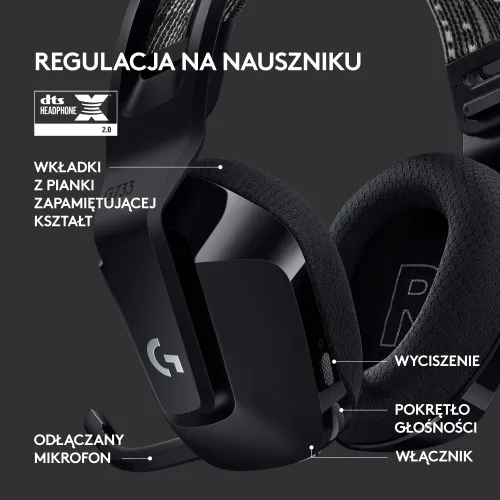 Наушники геймерские / игровые Logitech G733 Lightspeed Черные (981-000864)