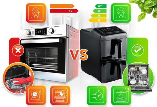 Air Fryer Frytkownica beztłuszczowa BERDSEN BD-663 11.6l z podwójnym koszem i okienkiem do obserwacji postępów gotowania
