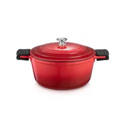 TESCOMA Bordeaux 6,8 l czerwony - garnek aluminiowy z pokrywką