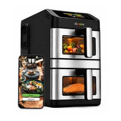 Air Fryer Frytkownica beztłuszczowa ICOOOK MFR-IC-02 10l, z podwójnym koszem, z okienkiem do obserwacji postępów gotowania
