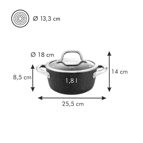 TESCOMA President Stone 1,8 l czarny - garnek aluminiowy z pokrywką