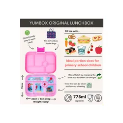 Szczelna średnia śniadaniówka Yumbox Original - power pink / mermaid tray