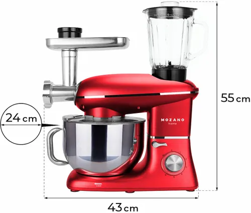 Robot kuchenny planetarny MOZANO Rob 02 1400W z blenderem kielichowym Czerwony