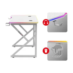 Biurko gamingowe HUZARO Hero 1.7 RGB Biały