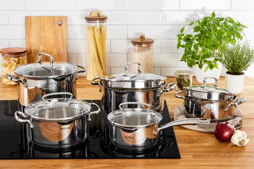 Zestaw garnków TEFAL Duetto+ G719SA74 (10 elementów) Stal nierdzewna 18/10 Indukcja Możliwość mycia w zmywarce