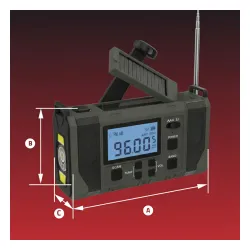 Radioodbiornik Hawk Expedition R20 Na korbkę, Solarne, Latarka, Radio FM Czarny
