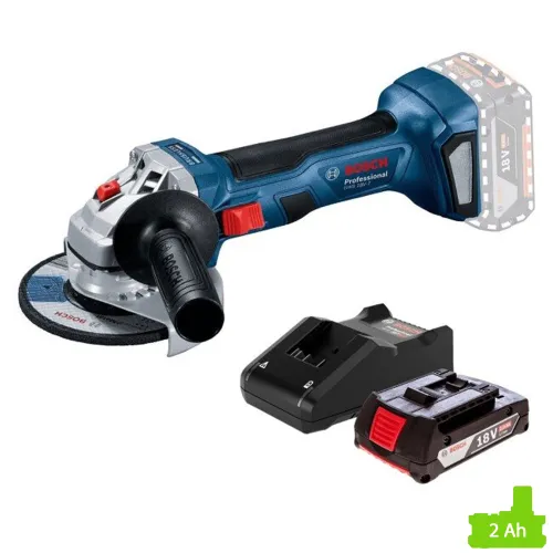 Szlifierka kątowa BOSCH GWS 180-LI 06019H9022 + Ładowarka BOSCH Professional GAL 18V-40 1600A019RJ + Akumulator BOSCH Professional GBA 1600Z00036 2Ah 18V
