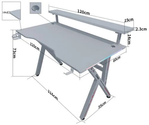 Biurko Cobra CRF4011RGB 120cm Biały