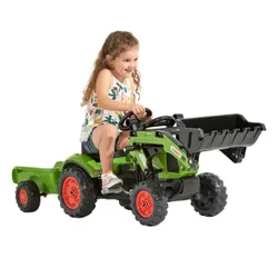 Falk Traktor Na Pedały Z Ładowarką I Przyczepą Claas 2-5 Lat