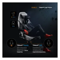Fotel Diablo Chairs X.Eye Prime, Normal Size, Nightwolf Moon Gamingowy do 140kg Szary