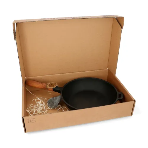 Patelnia żeliwna z pokrywką i odpinaną rączką MAYSTERNYA WOOD 24 cm