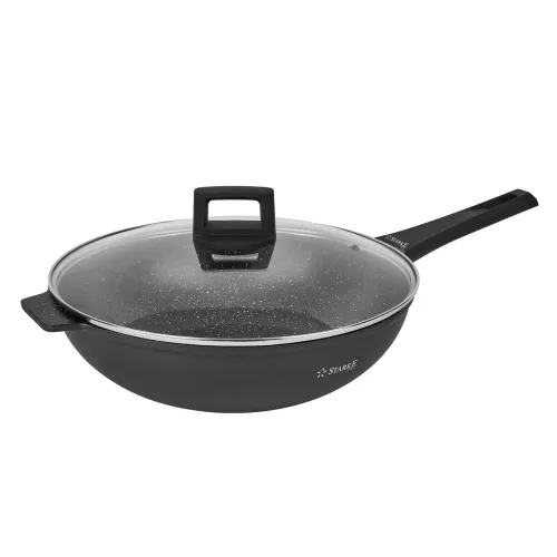 Patelnia / Wok nieprzywierający z pokrywką STARKE PRO TAYLOR MARBLE 32 cm