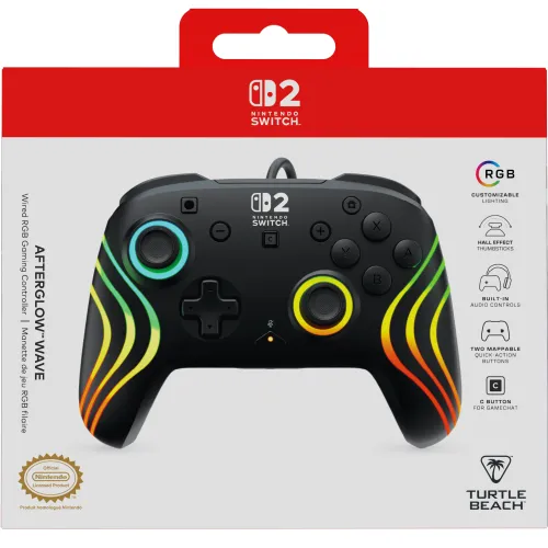 Pad Turtle Beach Afterglow Wave Wired RGB Gaming Controller do Nintendo Switch 2 Przewodowy Czarny