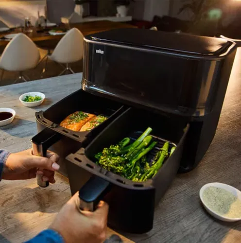 Air Fryer Frytkownica beztłuszczowa BRAUN TD3030.IBK 8l z podwójnym koszem 8 automatycznych programów