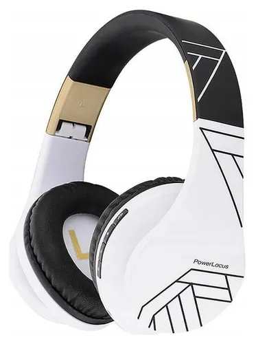 Słuchawki PowerLocus P2 bezprzewodowe Bluetooth/microSD/radio FM czarno-białe