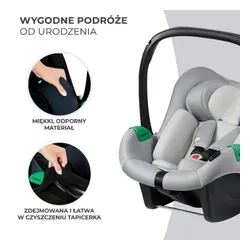 Fotelik samochodowy KINDERKRAFT Mink Pro I-Size z bazą 40-75 cm (0-13 kg) Szary