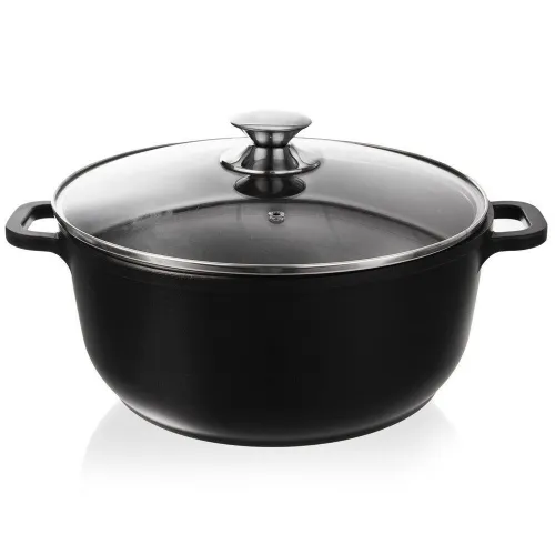 Garnek Granitowy z Pokrywką do Gotowania Duszenia Pieczenia 28 cm 7L Grande