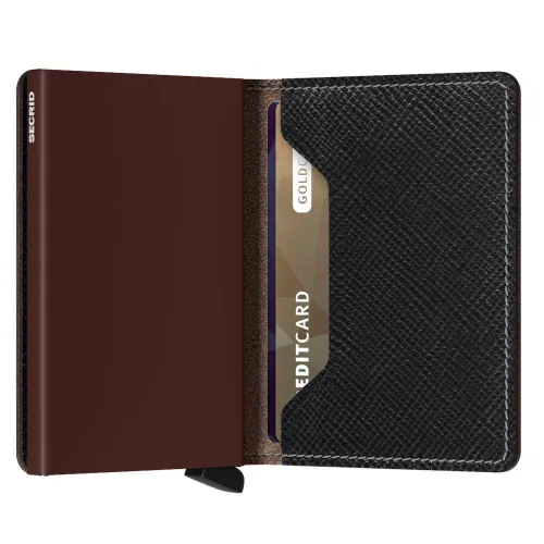 Slimwallet Secrid Saffiano-brown Küçük RFID Cüzdanı