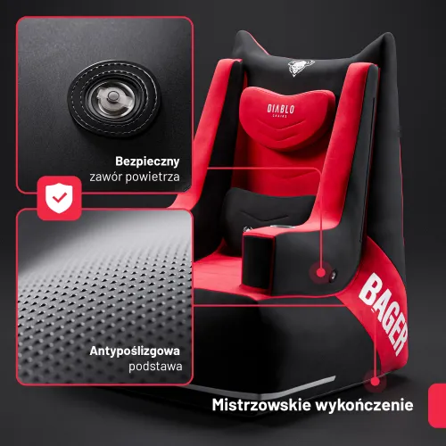 Fotel DIABLO CHAIRS X-Bager Czarno-Czerwony