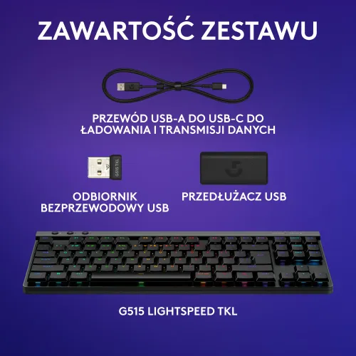 Klawiatura mechaniczna Logitech G515 LIGHTSPEED TKL Czarny