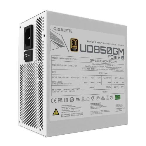 Zasilacz Gigabyte UD850GM PG5W 850W 80+ Gold Biały