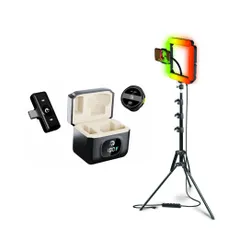 Mikrofon HAWK HW-MIC101 + Lampa pierścieniowa do smartfona segmentowa RGB XLINE SF700 selfie