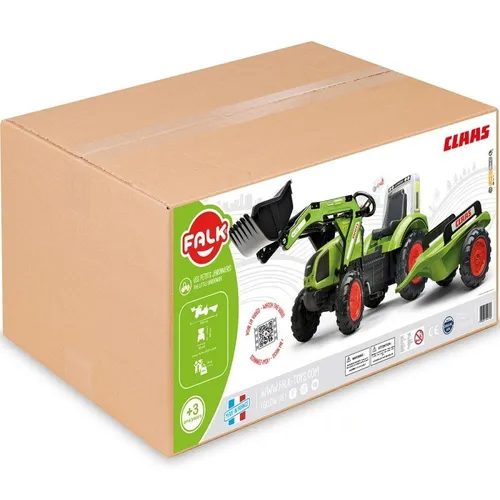 Falk Traktor Na Pedały Z Łyżką I Przyczepką Zielony Claas Od 3 Lat