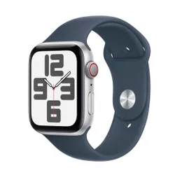 Apple Watch SE GPS 44mm aluminium Srebrny | Sztormowy Błękit pasek sportowy M/L