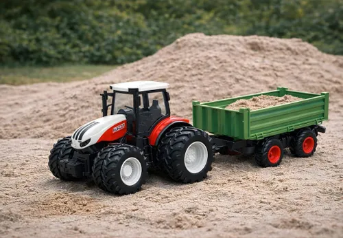 Interaktywny Traktor RC z Wywrotką Ciągnik z Przyczepą Zdalnie Sterowany Zestaw
