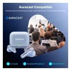 Słuchawki bezprzewodowe Earfun Air Pro 4+ ANC Dokanałowe Bluetooth 6.0 Funkcje AI Niebieski
