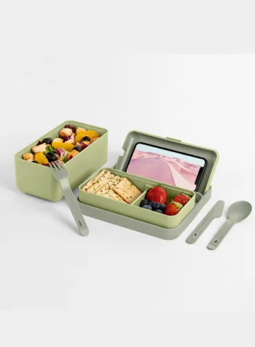 Lunchbox / śniadaniówka ze sztućcami Blim+ Bauletto M - forest light