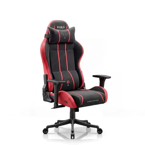 Fotel Diablo Chairs X-One 2.0 Small Bloody Mery Gamingowy do 90kg Tkanina Czarno-Czerwony