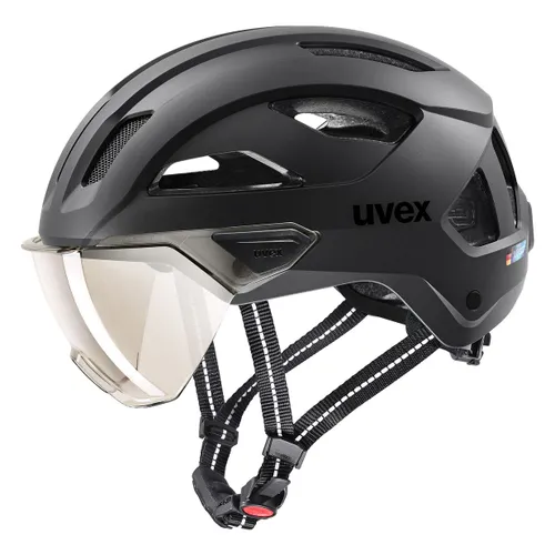 Kask rowerowy UVEX Stride Visor black matt/litemirror silver