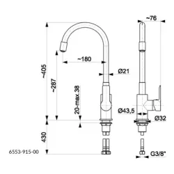 Bateria KFA Armatura Rumba 6553-915-51 Beżowy Mosiądz