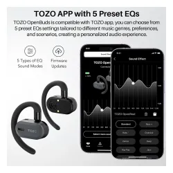 Słuchawki bezprzewodowe Tozo OpenBuds Douszne Bluetooth 5.3 Czarny