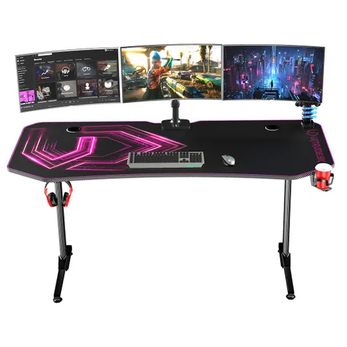 Biurko Ultradesk FRAG XXL 160cm Czarno-różowy