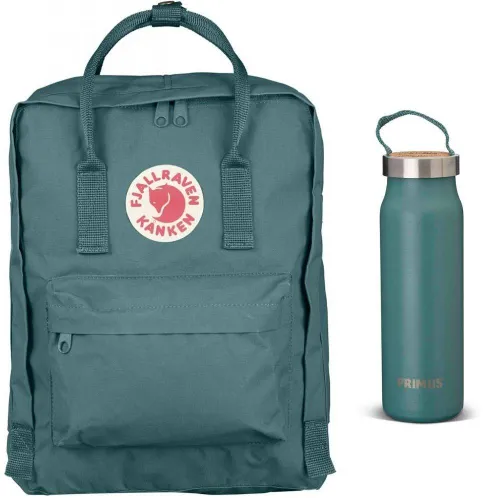 Kanken Sırt çantası + 0,5 litrelik Primus Klunken şişesi-frost green